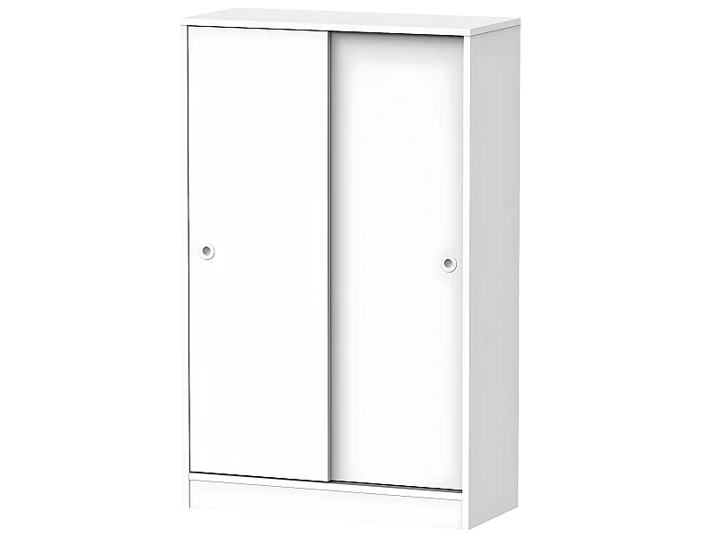 Armoire avec 2 portes coulissantes coloris blanc - Hauteur 120 x Longueur 74 x Profondeur 33 cm