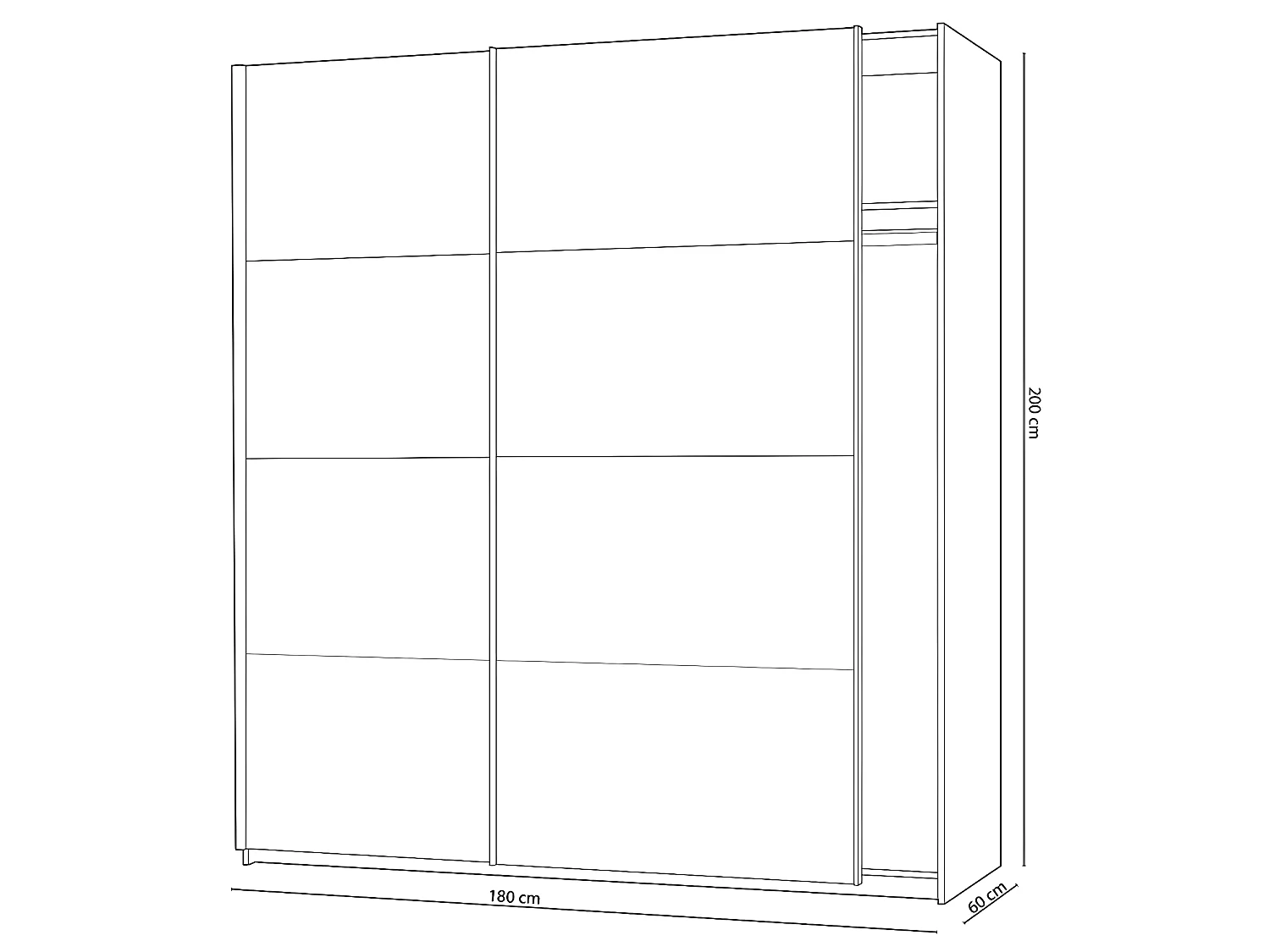 Armoire avec 2 portes coulissantes coloris Alaska chêne à nœuds / blanc artic - Hauteur 200 x Longueur 180 x Profondeur 60 cm