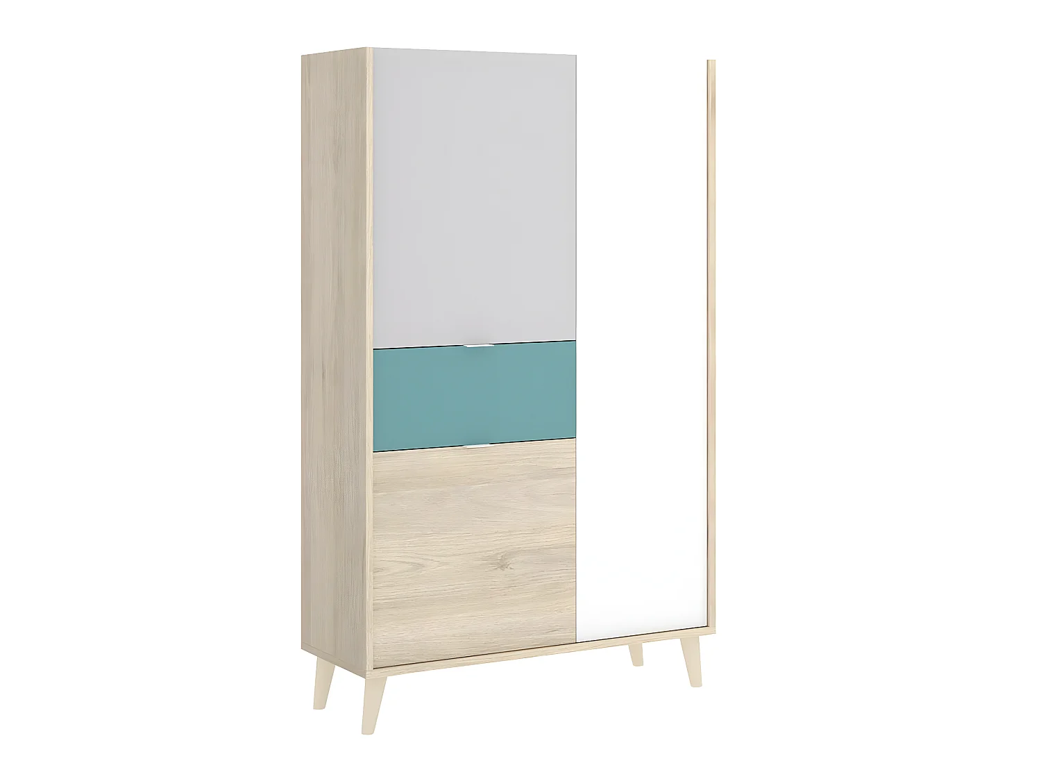 Armoire placard meuble de rangement coloris naturel/émeraude - Longueur 81 x Hauteur 137 x Profondeur 43 cm