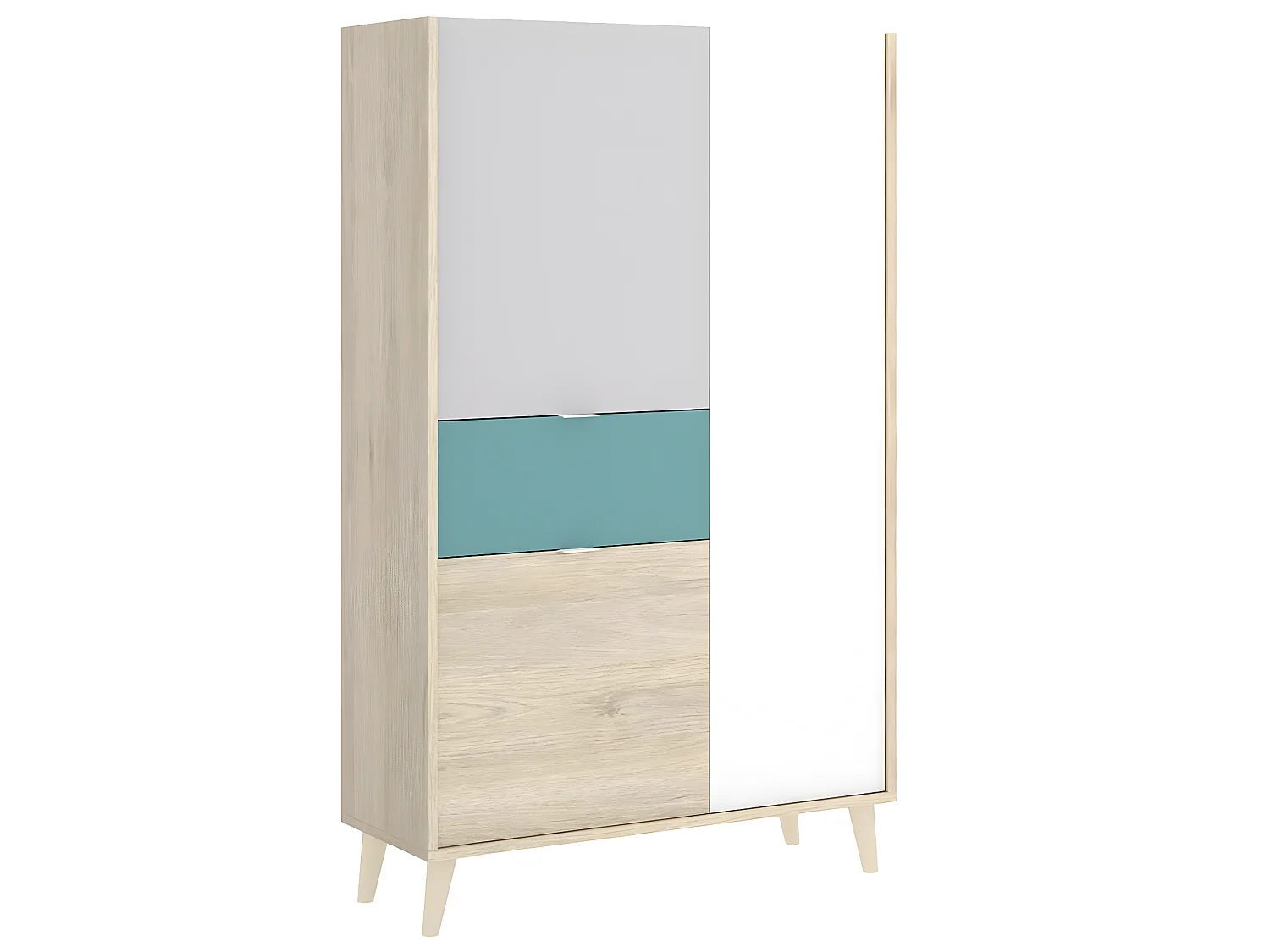 Armoire placard meuble de rangement coloris naturel/émeraude - Longueur 81 x Hauteur 137 x Profondeur 43 cm