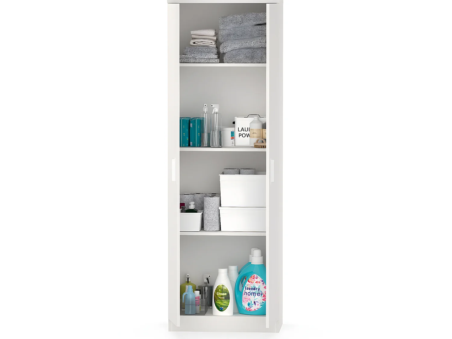 Armoire / meuble de rangement coloris blanc - Hauteur 180 x Longueur 60 x Profondeur 35 cm
