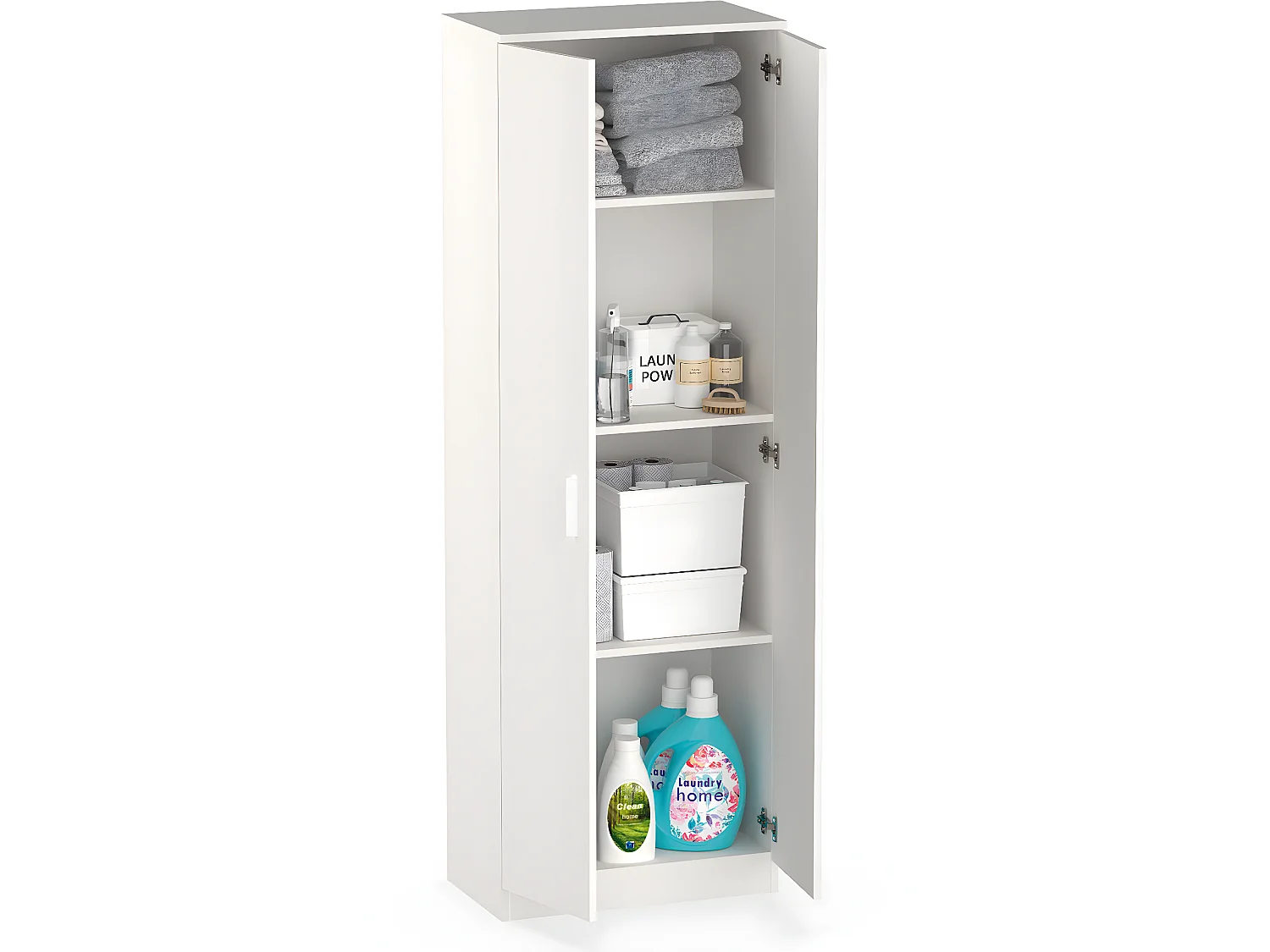 Armoire / meuble de rangement coloris blanc - Hauteur 180 x Longueur 60 x Profondeur 35 cm