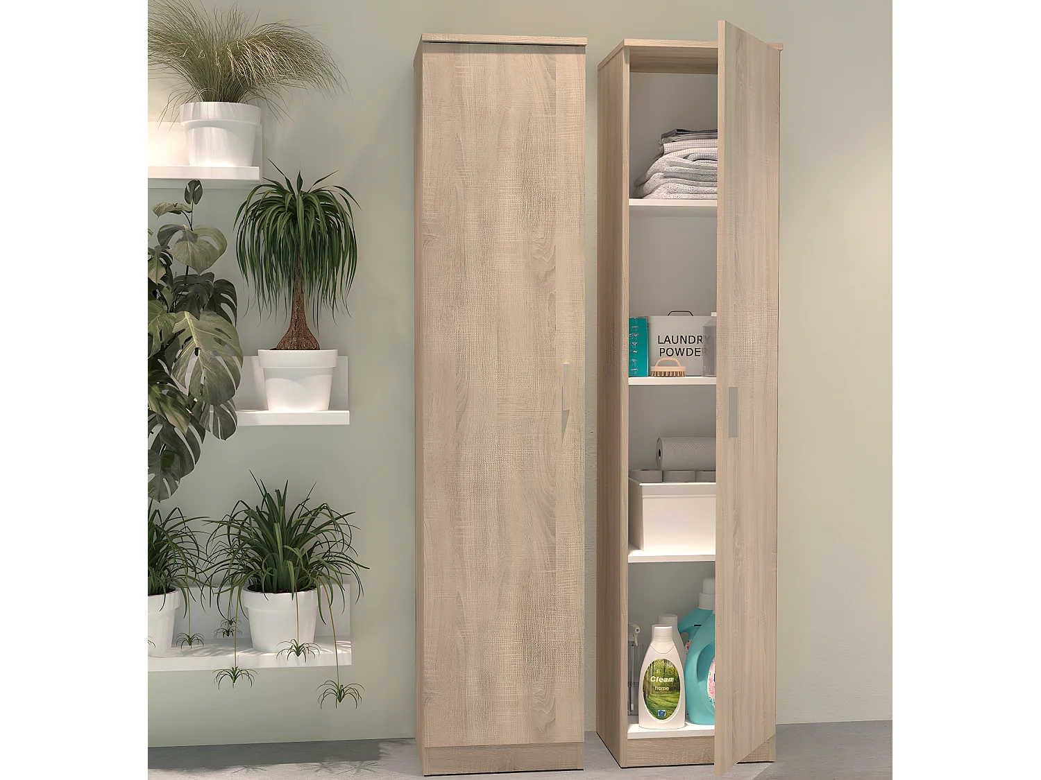 Armoire / meuble de rangement coloris cambrian - Hauteur 180 x Longueur 40 x Profondeur 35 cm