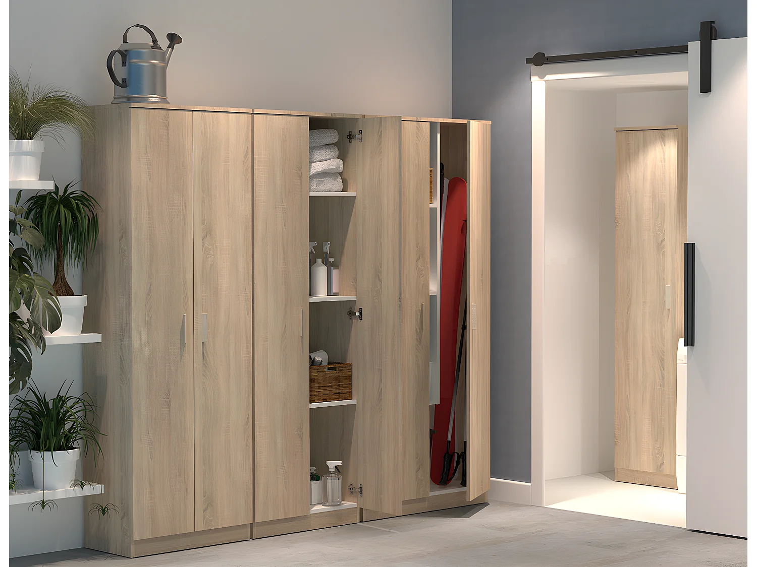 Armoire / meuble de rangement coloris cambrian - Hauteur 180 x Longueur 40 x Profondeur 35 cm