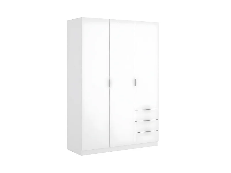 Armoire placard meuble de rangement coloris blanc - Longueur 121 x Profondeur 52 x Hauteur 184 cm