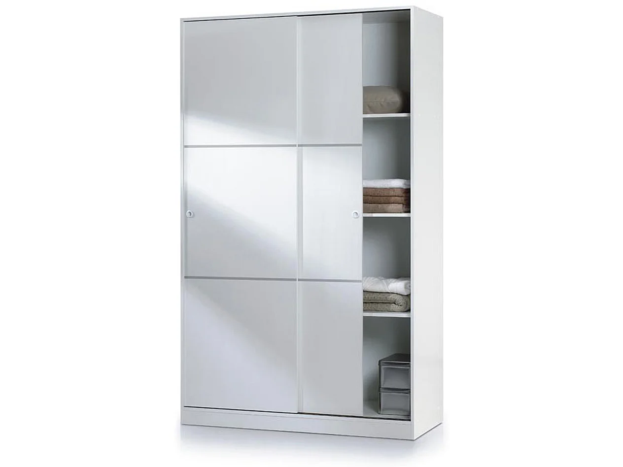 Armoire avec 2 portes coulissantes coloris blanc - Dim : L 120 x H200 x P 50 cm