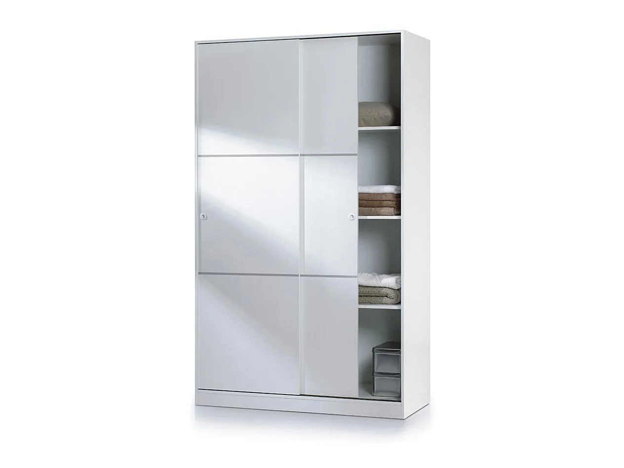 Armoire avec 2 portes coulissantes coloris blanc - Dim : L 120 x H200 x P 50 cm