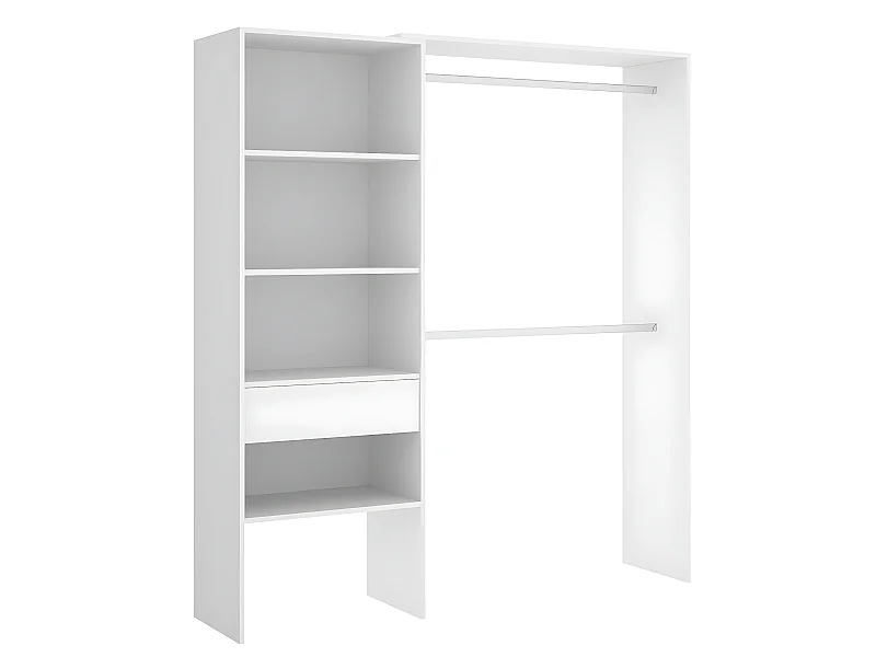 Armoire placard extensible coloris blanc - Longueur 110-160 x Hauteur 187 x Profondeur 40 cm