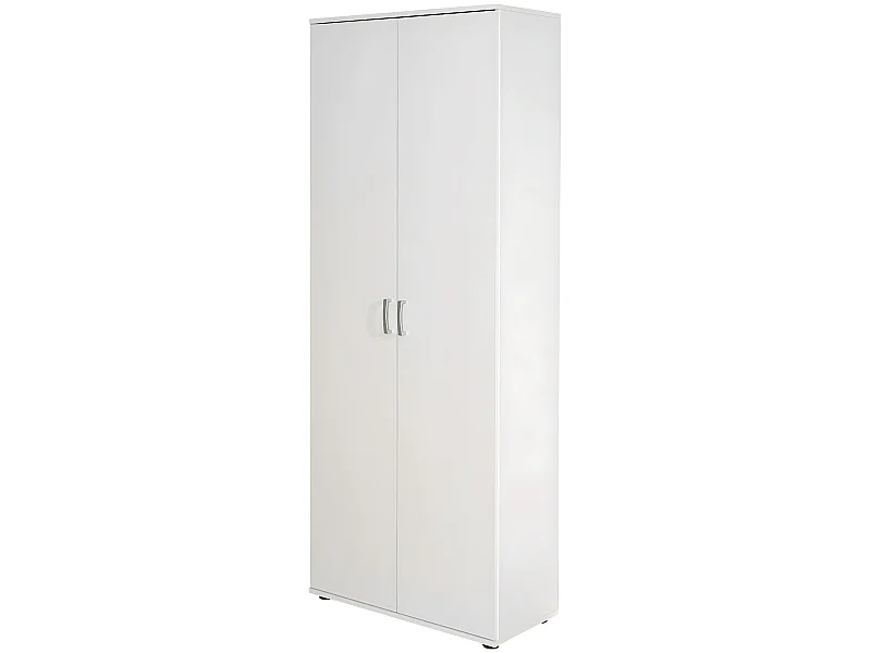 Armoire Blanc avec 5 étagères et 2 Portes, Dim : L70 x P34 x H189 cm
