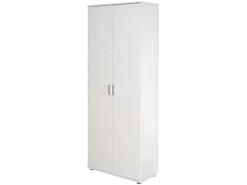 Armoire Blanc avec 5 étagères et 2 Portes, Dim : L70 x P34 x H189 cm