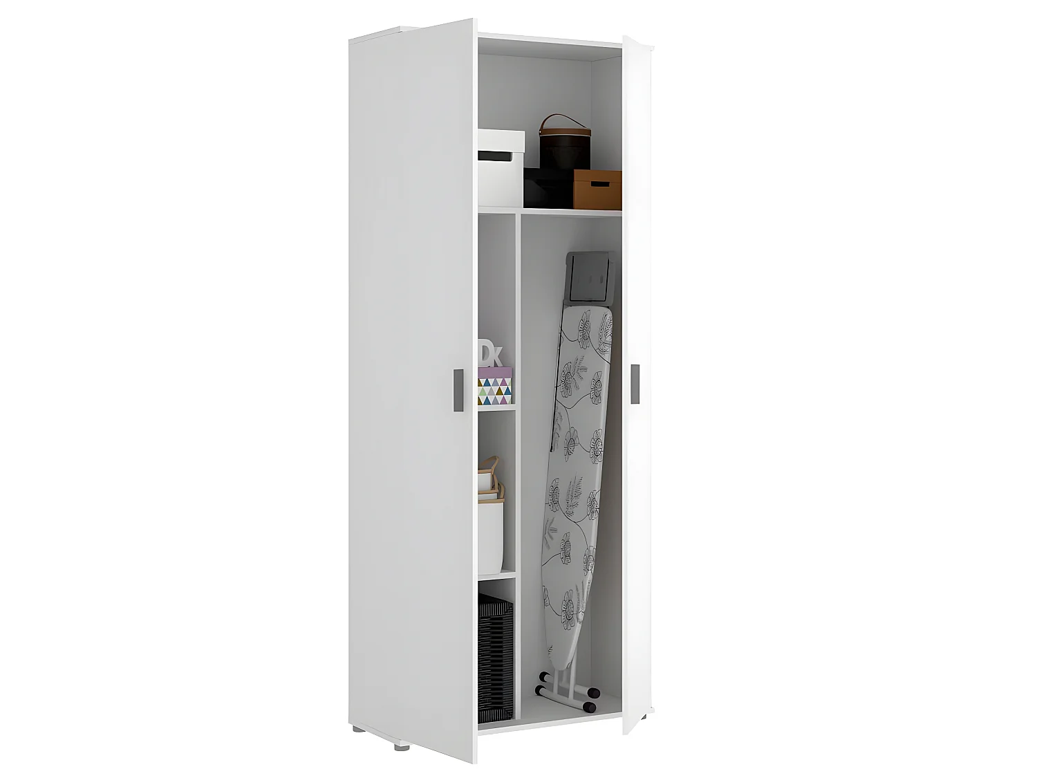 Armoire de rangement 2 portes coloris blanc - Longueur 78 x Profondeur 35 x Hauteur 190 cm