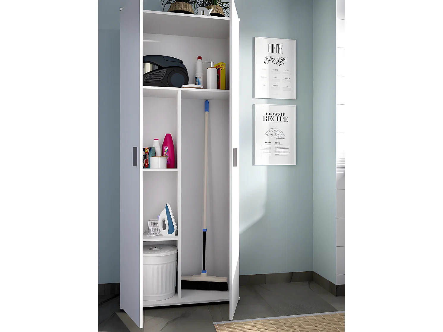 Armoire de rangement 2 portes coloris blanc - Longueur 78 x Profondeur 35 x Hauteur 190 cm