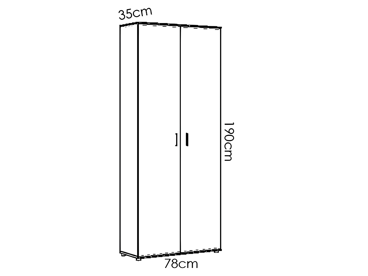 Armoire de rangement 2 portes coloris blanc - Longueur 78 x Profondeur 35 x Hauteur 190 cm