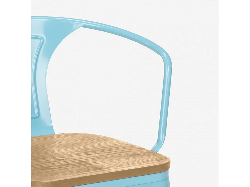 conjunto mesa industrial 80 x 80 cm 4 sillas madera metal century top light - Azul