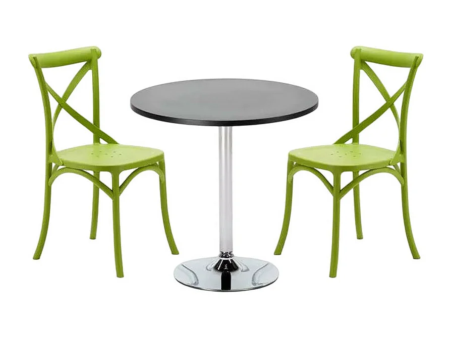 Ensemble de table ronde noire 70x70cm 2 chaises Apricot Sour