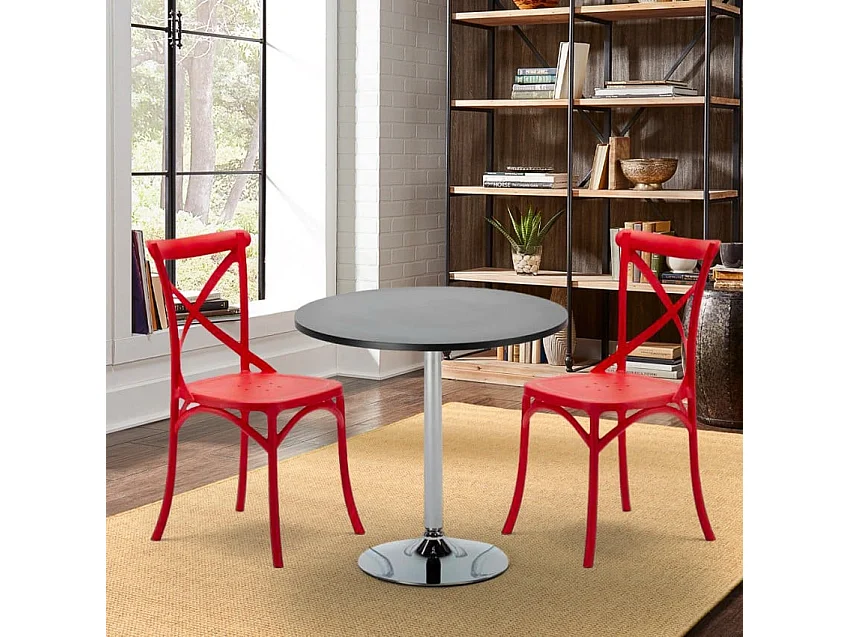 Ensemble de table ronde noire 70x70cm 2 chaises Apricot Sour