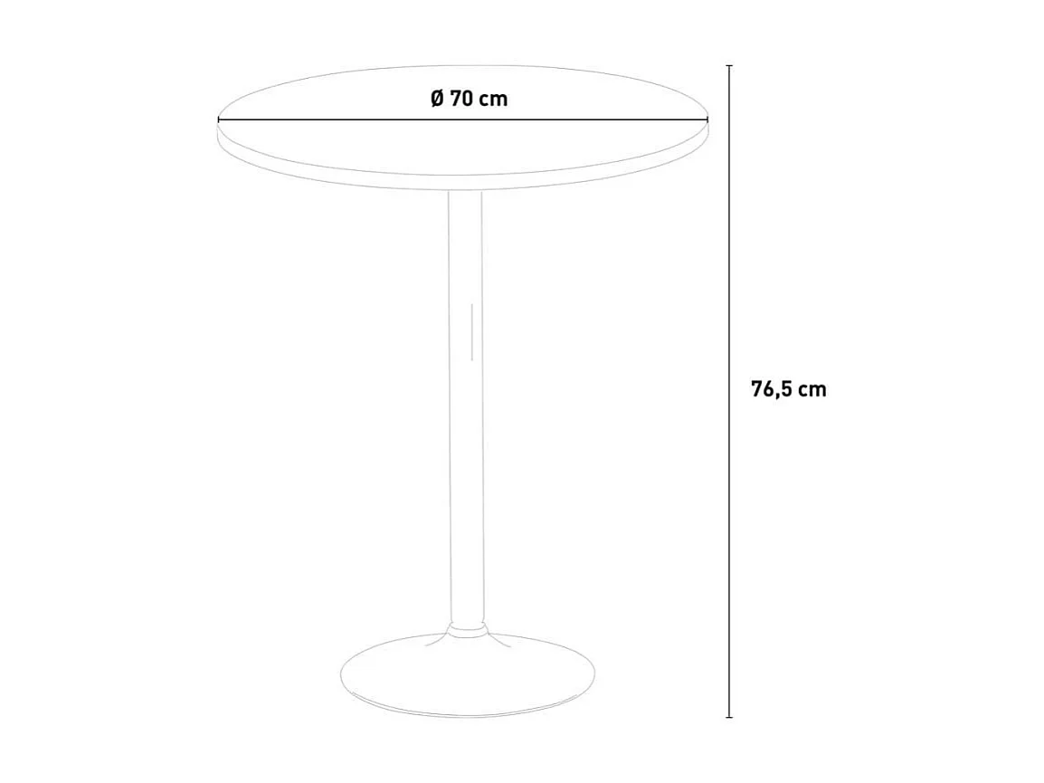Ensemble de table ronde noire 70x70cm 2 chaises Apricot Sour