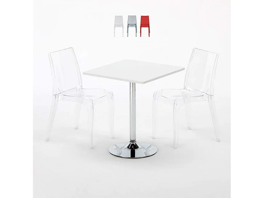 Ensemble de table 70x70cm 2 chaises colorées pour intérieur Mai Tai