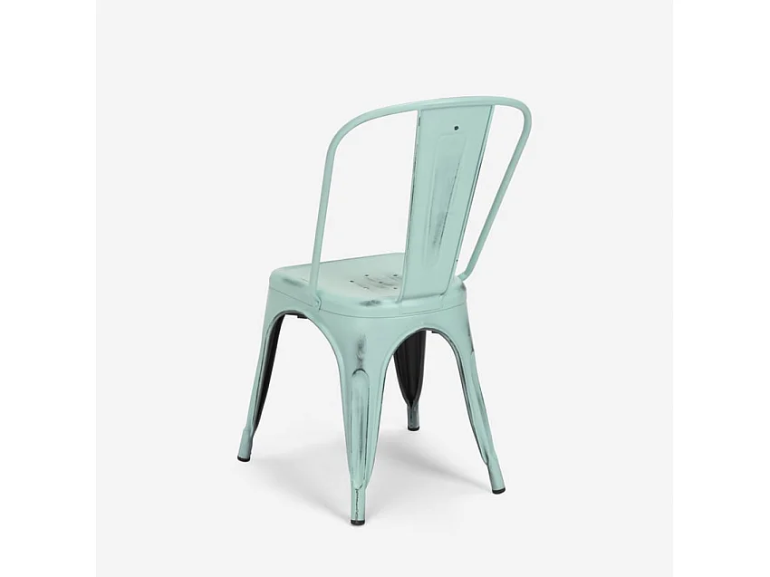 Set tavolo 80x80cm in metallo e legno 4 sedie vintage bar Pear Martini