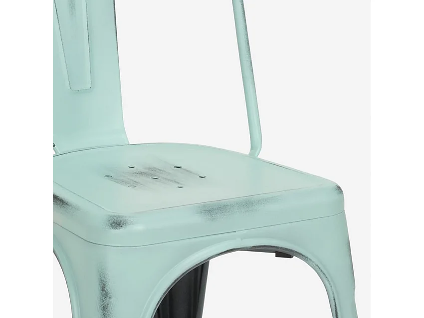 Set tavolo 80x80cm in metallo e legno 4 sedie vintage bar Pear Martini