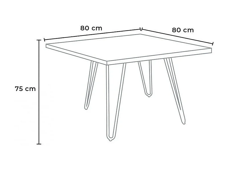 Set tavolo 80x80cm in metallo e legno 4 sedie vintage bar Pear Martini