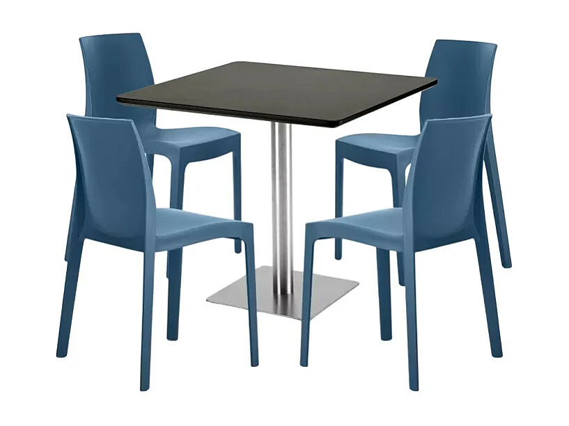 Ensemble de 4 chaises empilables table noire 90x90cm Applejack