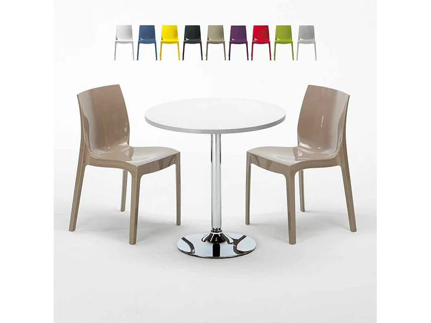 Ensemble de table ronde blanche 70x70cm 2 chaises Cointreaupolitan