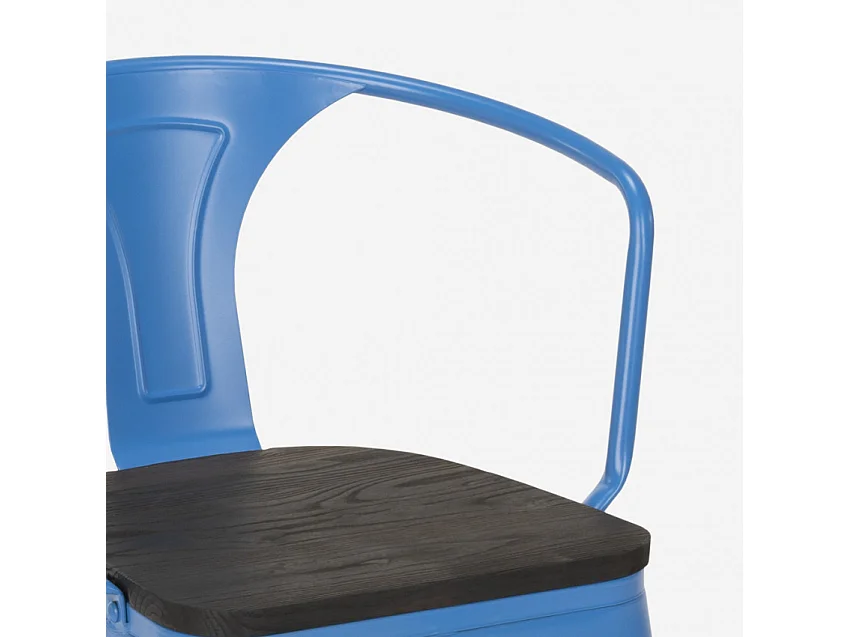 juego industrial mesa cocina 80 x 80 cm 4 sillas madera metal hustle wood black - Azul Marino