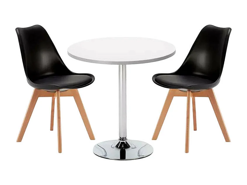 Ensemble de table ronde blanche 70x70cm 2 chaises Gin Basil Smash