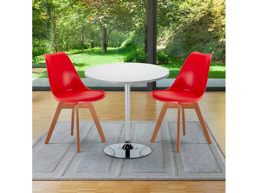 Ensemble de table ronde blanche 70x70cm 2 chaises Gin Basil Smash