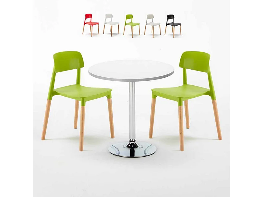 Ensemble de table ronde 70x70cm 2 chaises Cherry Whiskey Sour
