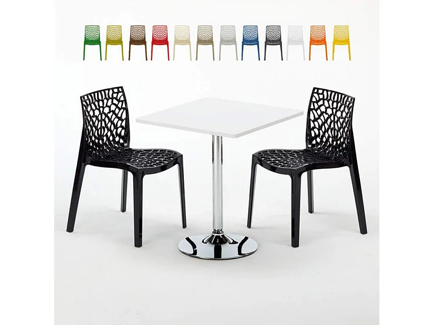 Set tavolo 70x70cm con 2 sedie colorate Cosmopolitan