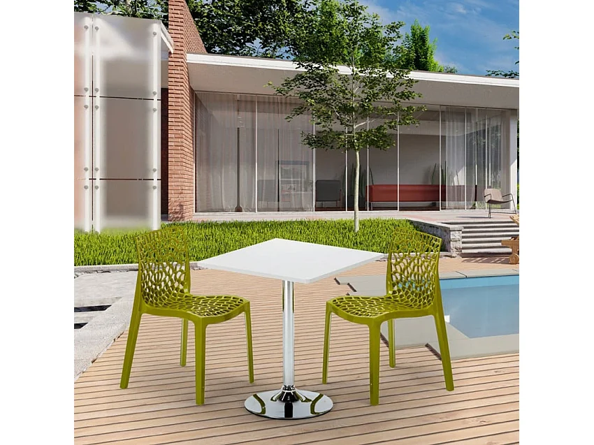 Set tavolo 70x70cm con 2 sedie colorate Cosmopolitan