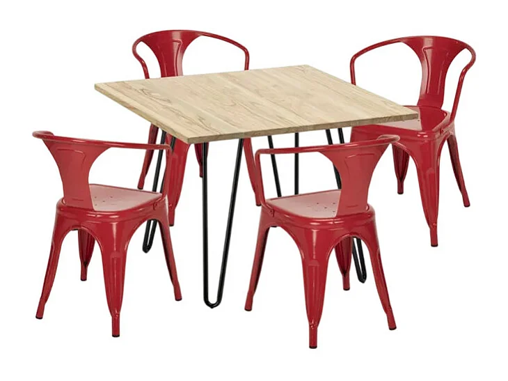 Ensemble de table 80x80 design industriel + 4 chaises Cucumber Cooler