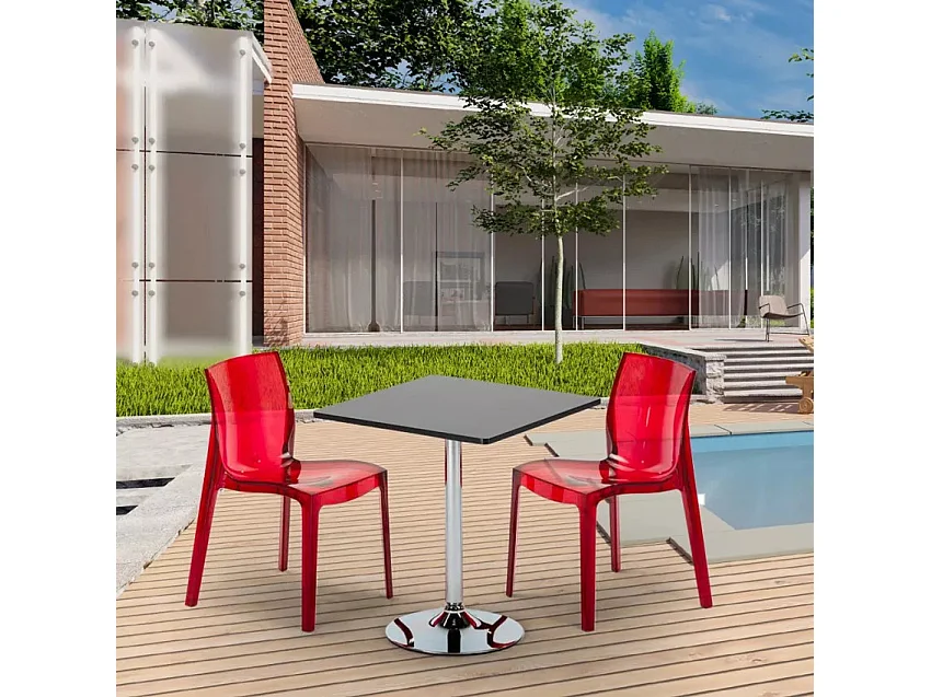 Ensemble table et chaises 70x70cm 2 chaises bar et café Shandy