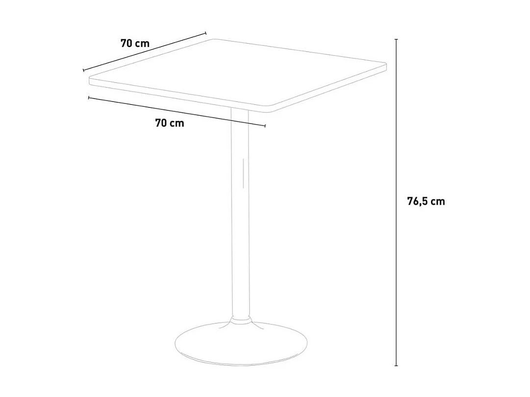 Ensemble table et chaises 70x70cm 2 chaises bar et café Shandy