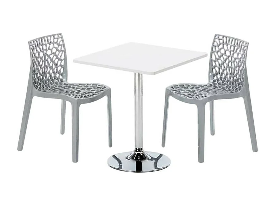 Ensemble de table 70x70cm avec 2 chaises colorées Cosmopolitan