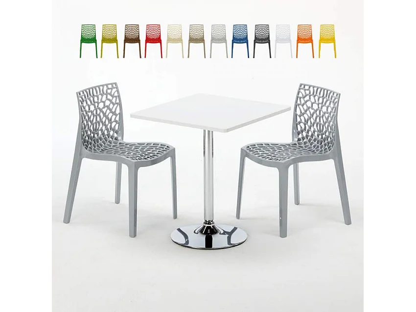 Ensemble de table 70x70cm avec 2 chaises colorées Cosmopolitan