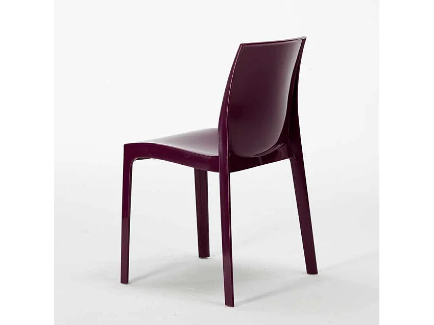 Mesa Redonda Blanca 70x70 cm con Base de Acero y 2 Sillas De Colores Ice Long Island - Morado