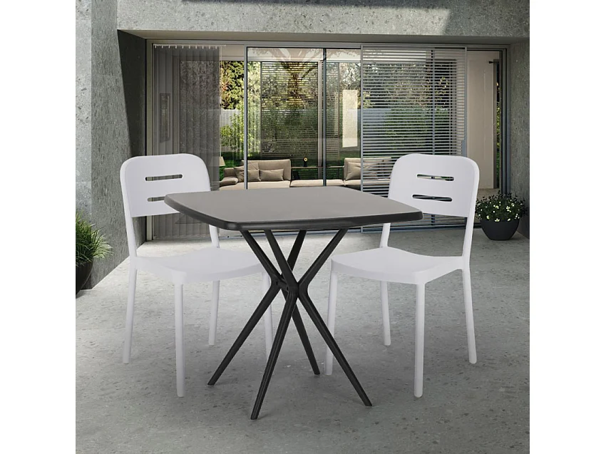 Ensemble de 2 chaises et 1 table carrée 70x70 cm Blood Orange Mojito