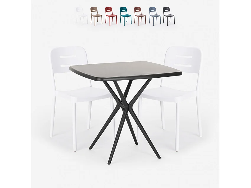 Ensemble de 2 chaises et 1 table carrée 70x70 cm Blood Orange Mojito