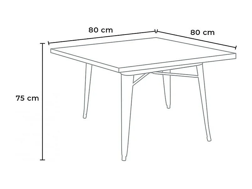 Set di 4 sedie e 1 tavolo quadrato 80x80cm design Gin Rickey