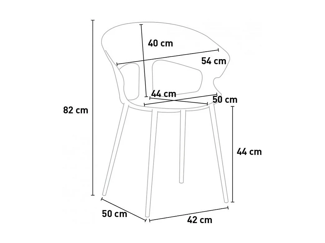 Set di 4 sedie e 1 tavolo quadrato 80x80cm design Gin Rickey