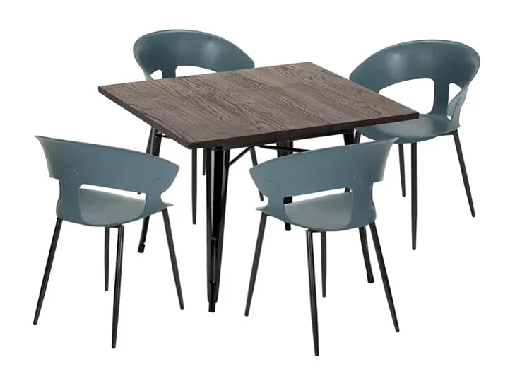 Set di 4 sedie e 1 tavolo quadrato 80x80cm design Gin Rickey