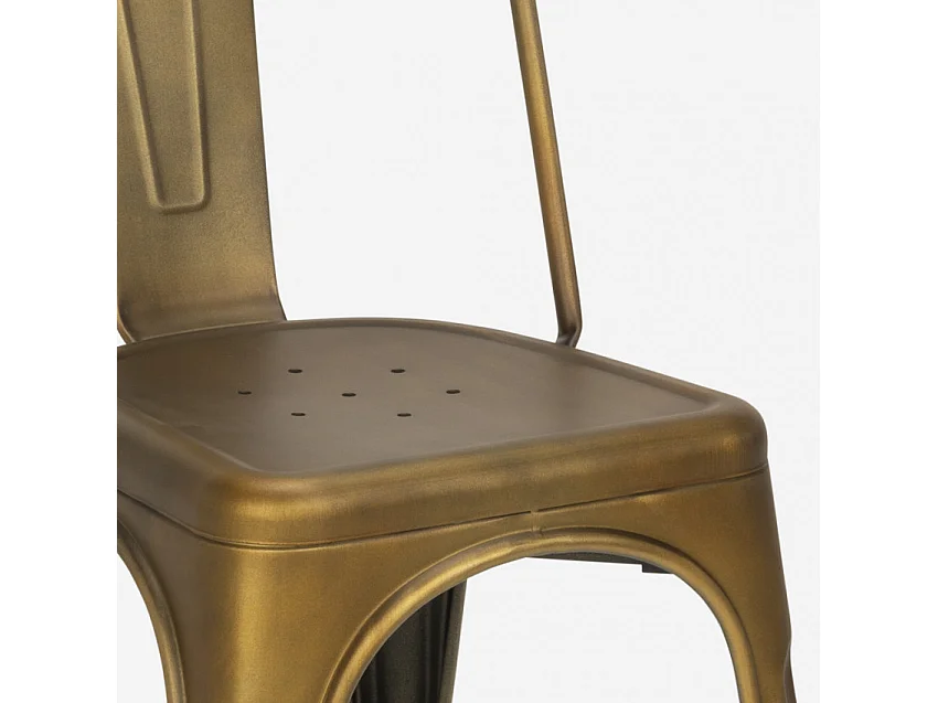 juego mesa bar cocina 80 x 80 cm metal madera 4 sillas vintage hedges light - Gold