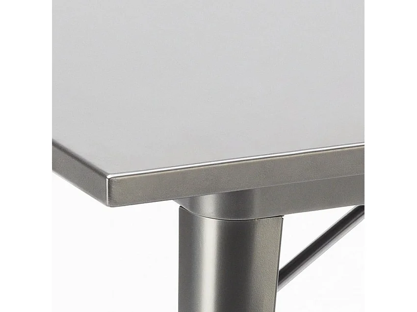 conjunto mesa industrial 80 x 80 cm 4 sillas madera metal century top light - Gris Oscuro