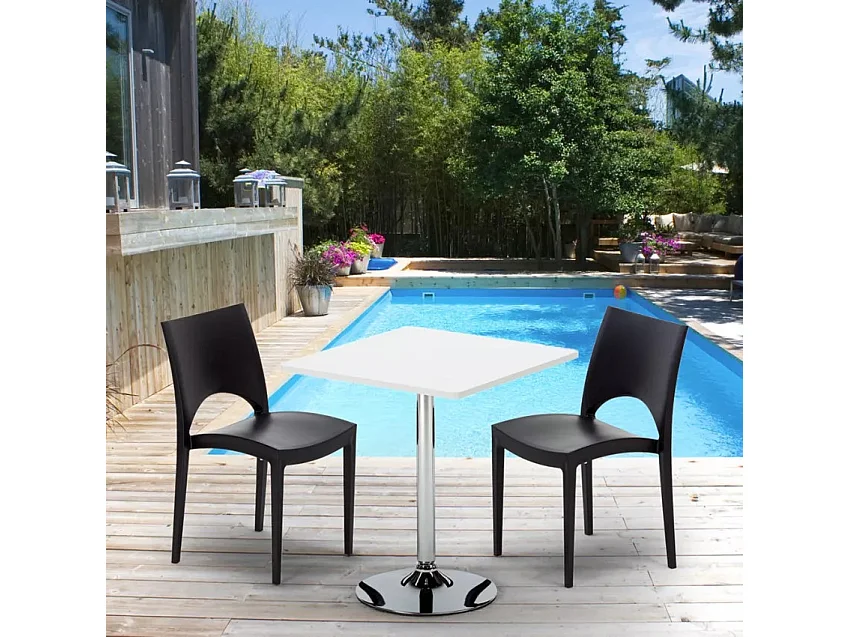 Ensemble de table et chaises 70x70cm 2 chaises Raspberry Collins