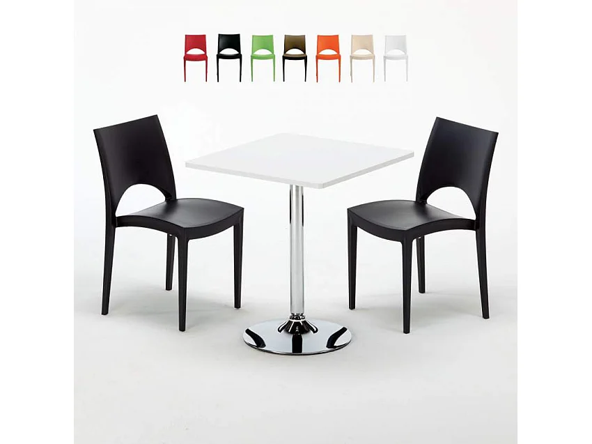 Ensemble de table et chaises 70x70cm 2 chaises Raspberry Collins