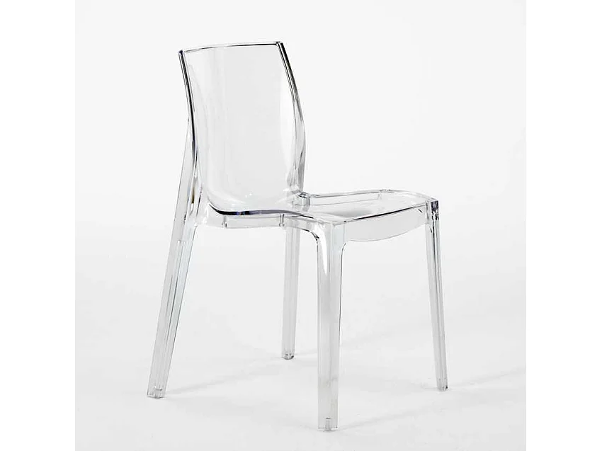 Mesa Redonda Blanca 70x70 cm y Sillas De Colores Transparentes Femme Fatale Spectre - Transparente