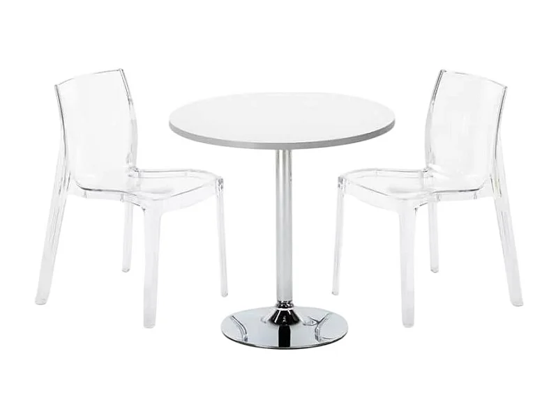 Mesa Redonda Blanca 70x70 cm y Sillas De Colores Transparentes Femme Fatale Spectre - Transparente